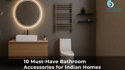 Modern bathroom with smart bathroom accessories.